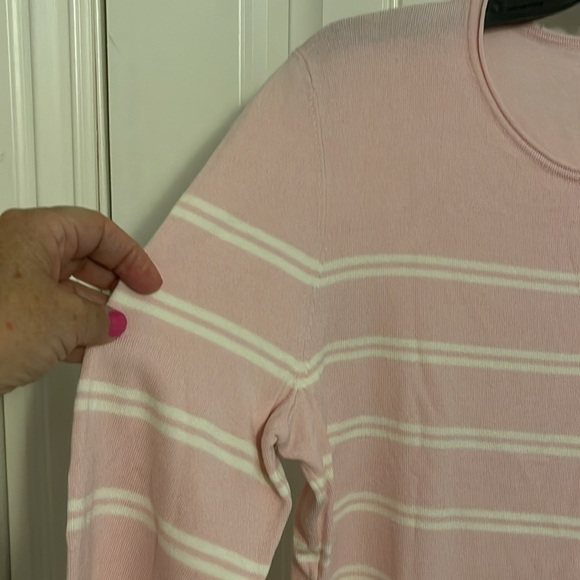 J. McLaughlin women’s‎ Lg. Modal blend SOFT L/S pink & cream stripe pullover top - Picture 5 of 11